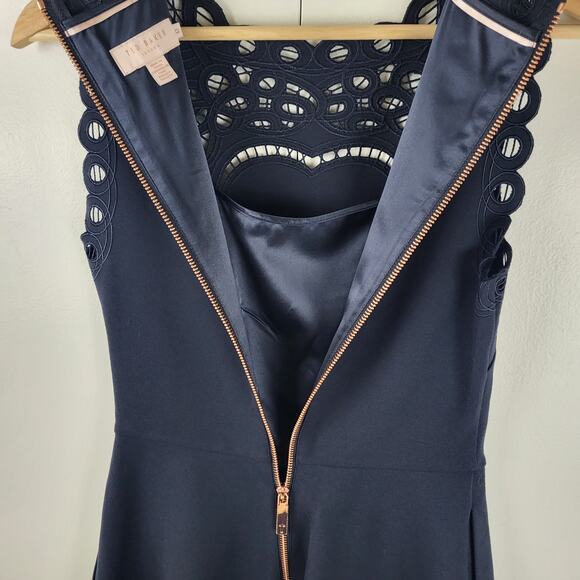 Ted Baker Verony Eyelet A-Line Lace Panel Sleeveless Mini Dress | 0 - Picture 10 of 11